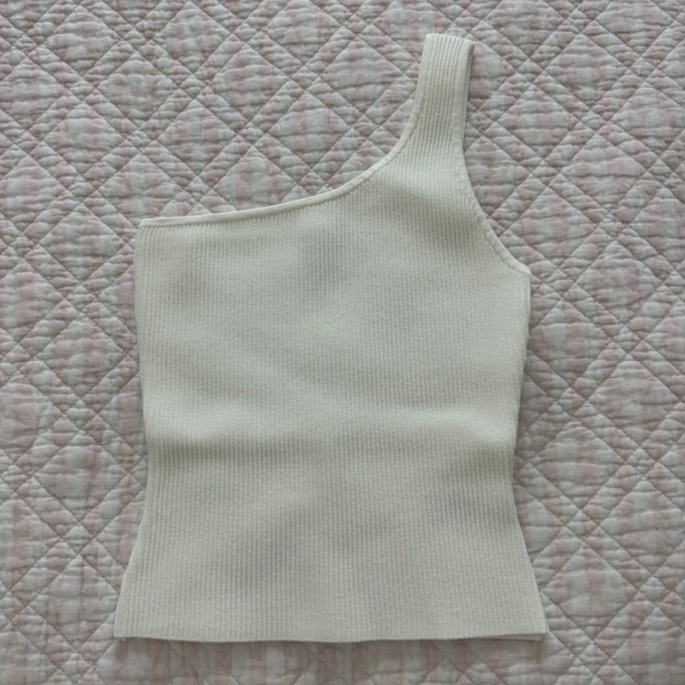 Babaton sculpt knit one shoulder tank top